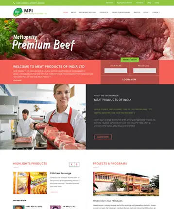 freelance web developer in kerala, meat products of india website designer